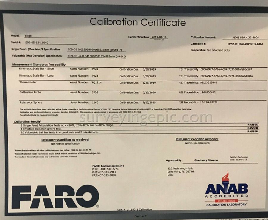 used-Faro-EDGE-9ft-Portable-CMM-Arm-sell-calibrated
